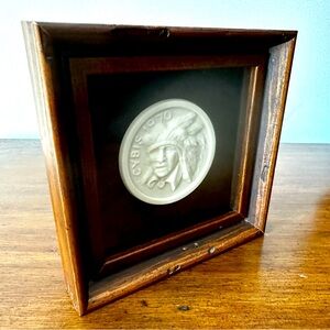 Cybis Comanche Chief Medallion Vintage 1970 Framed Porcelain Limited‎ Edition